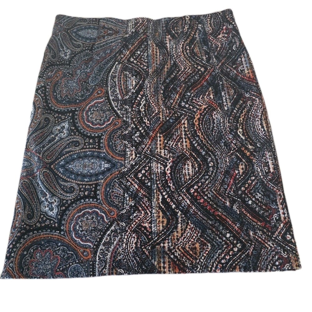 J. Jill Multicolor Paisley Pull-On Ponte Pencil Skirt Women's Size Small